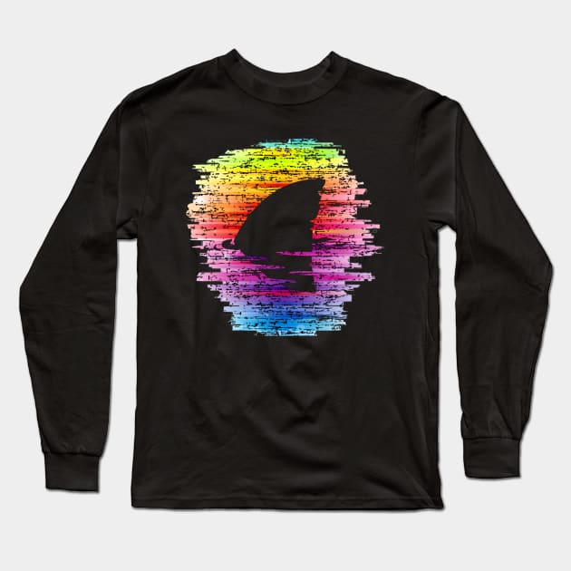 Rainbow Waters Shark Fin Awareness LGBT Pride Shark Lover Long Sleeve T-Shirt by AmbersDesignsCo